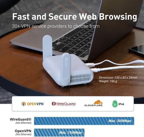 Miniatura 2 de GL.iNet GL-MT3000 (Beryl AX) - Router portátil de viaje, Wifi 6 de bolsillo inalámbrico 2.5G, routers VPN portátiles WiFi para viajes, enrutadores