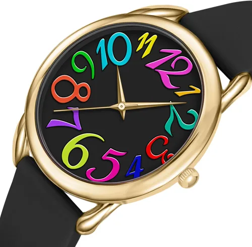 Miniatura 2 de Bisley Reloj de mujer con correa de silicona suave y colorido con números arábigos, fácil de leer
