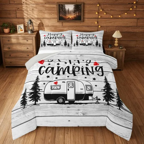 Miniatura 11 de Juego de edredón de camper tamaño matrimonial, edredón acolchado para adolescentes y niños, juego de ropa de cama rústica de granja para niños