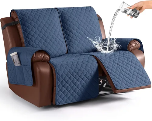 Miniatura 24 de KinCam Funda impermeable para sofá biplaza reclinable, fundas antideslizantes para sofá reclinable de 2 asientos, funda de sofá reclinable