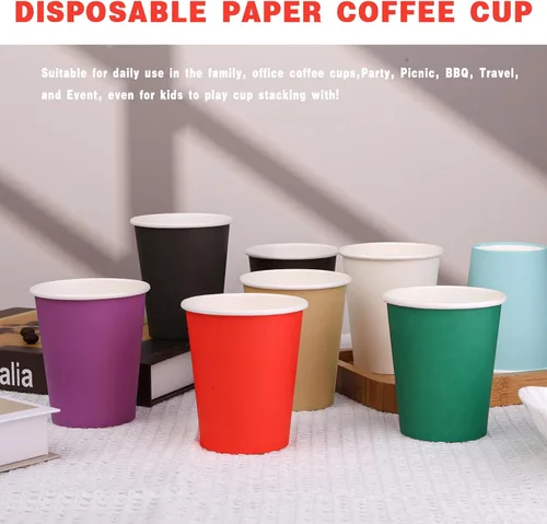 Miniatura 61 de Vasos de papel de 8 onzas, paquete de 150 unidades, tazas de café de papel desechables para bebidas calientes o frías para fiestas, picnic, Azul