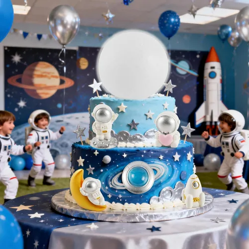 Miniatura 6 de Decoración para pastel de luna, 6 piezas de astronautas espaciales, decoración de pastel de luna suave 3D para niños, decoración temática espacial