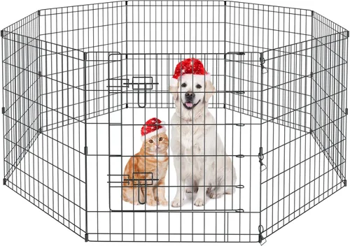 Miniatura 16 de Artmalle Corralito para cachorros, 8 paneles de 24 pulgadas, para interiores y exteriores, de metal, portátil, plegable, para mascotas, animales