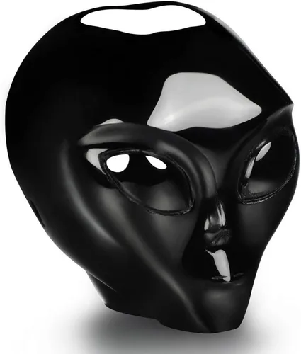 Miniatura 3 de Skullis 2.0 "Cráneo alienígena de cristal de obsidiana negra, escultura de arte fino de piedras preciosas talladas a mano, estatua de piedra