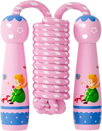 Miniatura 9 de Cuerda de saltar para niños, cuerda de saltar trenzada de algodón ajustable con mango de madera para niños pequeños, fitness, entrenamiento