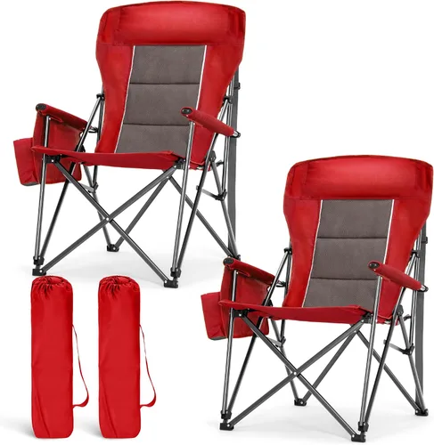 Miniatura 11 de LET'S CAMP Sillas de campamento de gran tamaño de 29.52 pulgadas, respaldo alto, silla de césped resistente, soporta 500 libras, silla plegable