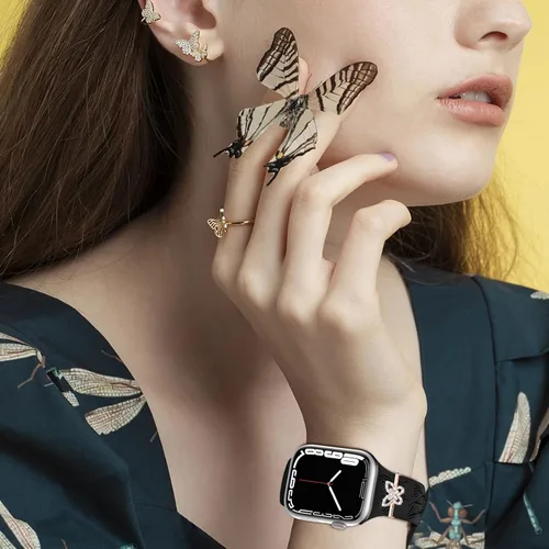 Miniatura 6 de Paquete de 4 correas de silicona grabadas compatibles con Apple Watch de 1.575 pulgadas, 1.496 pulgadas, 1.614 pulgadas, 1.654 pulgadas, 1.732