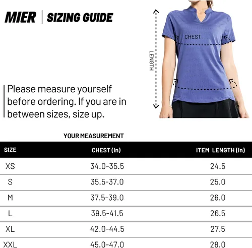Miniatura 6 de MIER Polo de golf para mujer, sin cuello, UPF 50+, manga corta, para tenis, correr, cuello en V