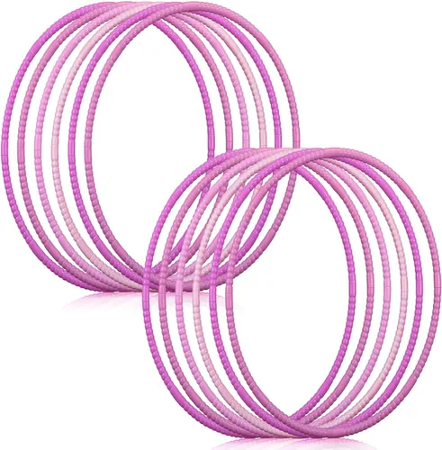 Miniatura 19 de Sratte 12 piezas de aro de juguete para niños, aro de juguete desmontable ajustable, aro de colores, anillo de ejercicio de plástico para niños