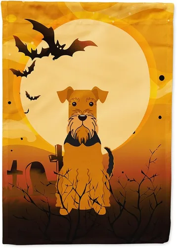 Miniatura 105 de Caroline's Treasures BB4307GF - Bandera de Halloween Airedale para jardín, bandera decorativa para patio exterior, obras de arte de patio, macizos