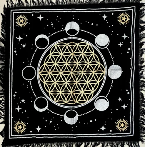 Miniatura 7 de Mantel de altar dorado con diseño de búho salvaje, diseño de brujería y búho salvaje, mantel cuadrado Wicca Wicca espiritual sagrado para mesa Fases