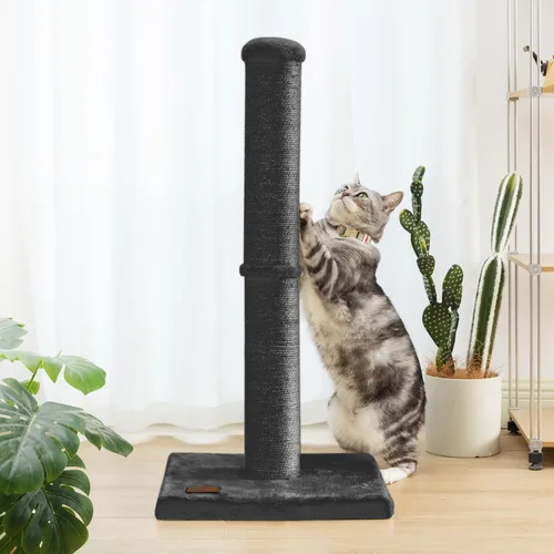 Miniatura 6 de Karolpar Poste rascador para gatos de 34 pulgadas con cuerda de sisal natural, 4.3 pulgadas de diámetro grande, árbol rascador para gatos de Negro