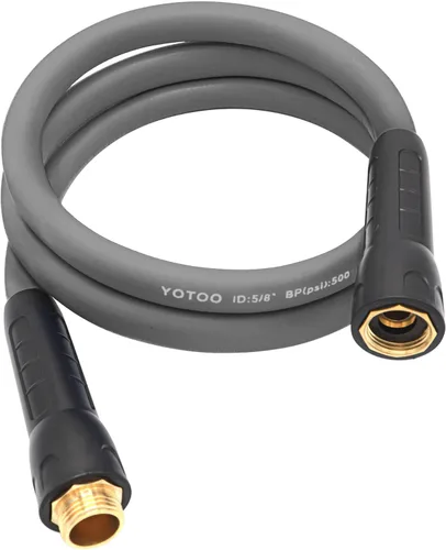YOTOO Manguera de jardín híbrida de servicio pesado con núcleo de plomo de 5/8 pulgadas por 5 pies, 150 PSI, resistente a dobleces, flexible para