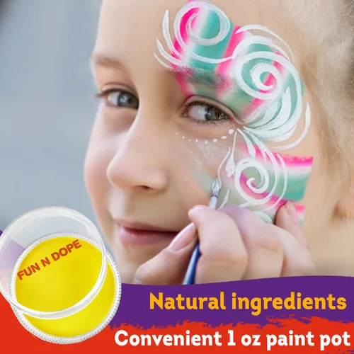 Miniatura 3 de Fun N' Dope - Pintura facial para niños y adultos (amarillo mate), pintura corporal no tóxica a base de agua de grado profesional, pintura facial