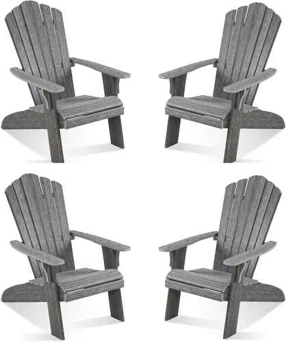 Miniatura 13 de Juego de 2 sillas Adirondack plegables de HDPE, sillas de patio resistentes a la intemperie con reposabrazos anchos y respaldo alto, silla para Negro