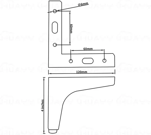Miniatura 3 de HUAYY Patas de metal para muebles de 4 pulgadas (juego de 4 piezas chapadas en negro), patas de repuesto triangulares ajustables para muebles