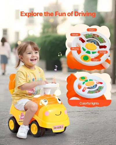Miniatura 3 de VEVOR Auto de empuje para niños pequeños, Auto de empuje para niños pequeños de 19 a 36 meses, juguete de paseo para niños con bocina y música