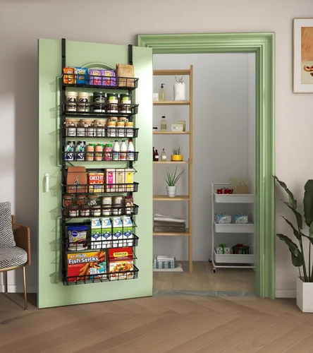 Miniatura 9 de Mefirt Organizador de despensa sobre la puerta, estante de especias de montaje en pared, almacenamiento y organización para colgar en la despensa, 8