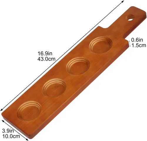 Miniatura 2 de Portavasos de madera de 16.92 x 3.93 x 0.59 pulgadas, bandeja creativa para bebidas para bar, cocina, comedor, servir
