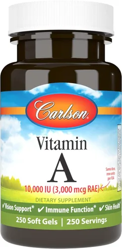 Carlson - Vitamina A, 10000 UI (3000 mcg RAE), Visión Health, 250 cápsulas blandas