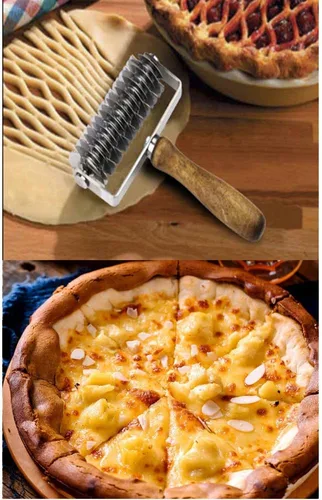 Miniatura 3 de Herramienta de acero inoxidable para hornear de acero inoxidable, soporte para cuchillos con mango de madera para pizza, galletas, pastelería