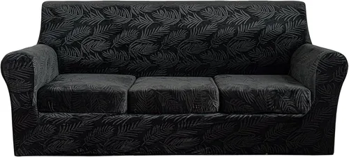 Miniatura 14 de 2 Piezas de Funda de Sillón de Terciopelo en Relieve con Funda de Cojín Separada, Funda de Sofá de Tacto Suave y Elegante, Funda de Sofá