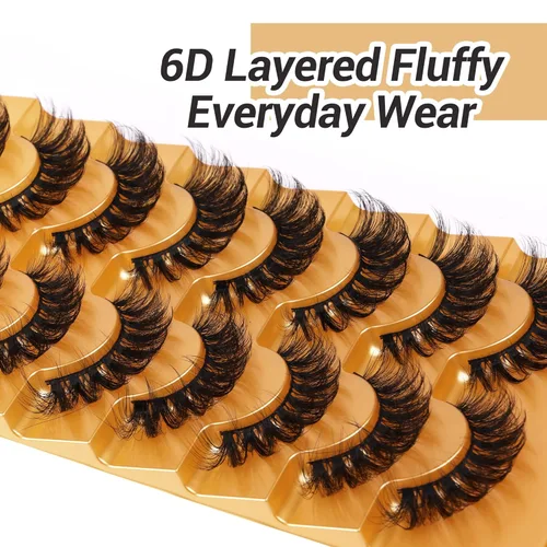 Miniatura 5 de Focipeysa Pestañas postizas de visón esponjosas con rizos en D, tiras de pestañas naturales, aspecto de extensiones, 17mm, pestañas de ojo de gato