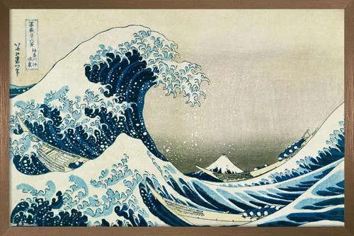 Miniatura 14 de Hokusai - Póster de pared The Great Wave Off Kanagawa, 22.4 pulgadas de largo x 14.7 pulgadas de ancho, versión enmarcada de madera de granero