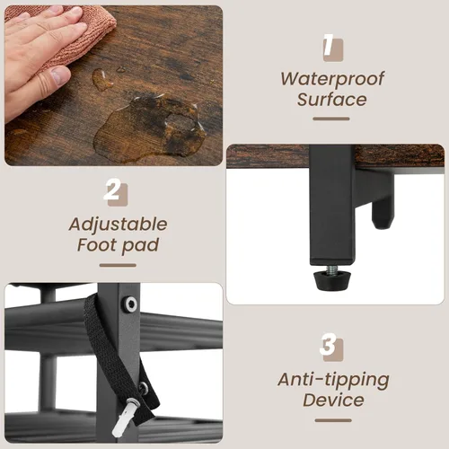 Miniatura 5 de Giantex Armario de bar de vinos con toma de corriente, mini mesa de soporte para barra de café con 21 botelleros y soportes para vidrio, estantes