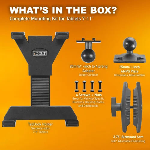 Miniatura 6 de iBOLT TabDock Bizmount AMPs - Soporte para tablet con base de taladro resistente para todas las tabletas de 7 a 10 pulgadas, ideal para vehículos