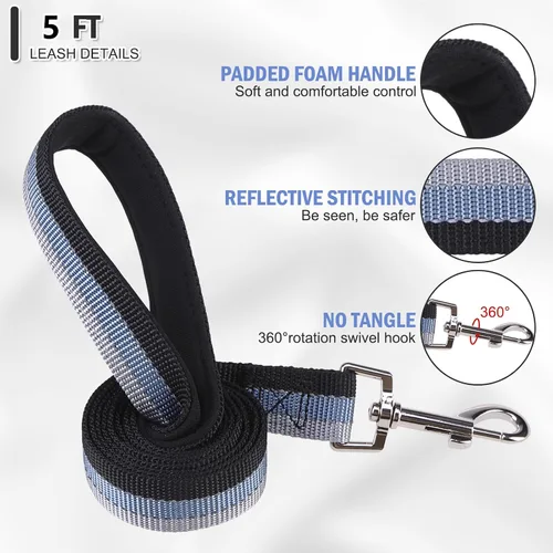 Miniatura 4 de Martingale - Juego de collar y correa para perro, para caminar, jugar, entrenar, collares reflectantes ajustables con correa para perros pequeños