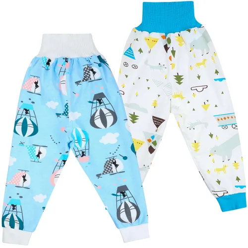 MooMoo Baby Pantalones de pañales impermeables para entrenamiento para ir al baño, 2 paquetes de pañales cortos nocturnos para niños