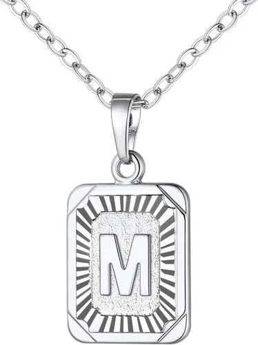 U7 Collar con monograma A-Z 26 letras colgantes chapado en oro de 18 quilates, chapado en platino, collares cuadrados con inicial mayúscula para
