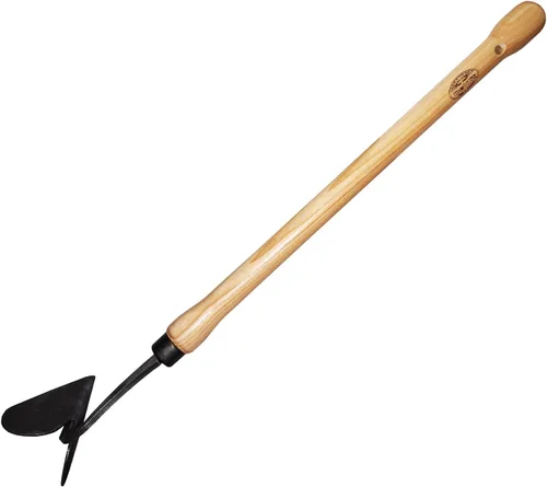 DeWit Drop Grip Hand Arado – Herramienta de jardín holandés, mango de madera de fresno, agarre de doble bombilla, 22.4 pulgadas de longitud, mini