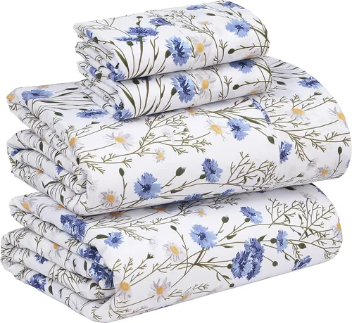 Miniatura 58 de RUVANTI Juego de sábanas divididas tamaño King de 100 % algodón para cama ajustable, 5 piezas, ropa de cama de tejido de percal suave y Guisante