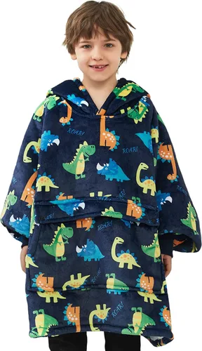 Miniatura 34 de KFUBUO Manta portátil con capucha de sherpa para niños, todos los patrones, sudadera de gran tamaño con bolsillo, regalos de cumpleaños para niñas