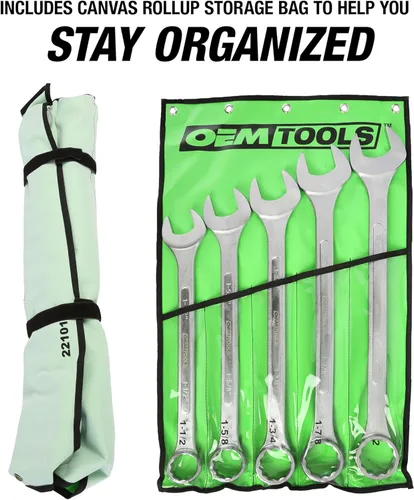 Miniatura 3 de OEMTOOLS 22101 Juego de llaves combinadas SAE Jumbo de 5 piezas, juego de llaves combinadas grandes, tamaños SAE