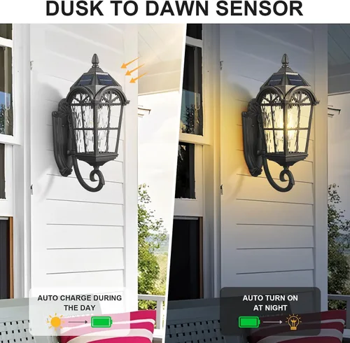 Miniatura 3 de Luces solares de pared para exteriores, luces montadas en la pared con control remoto del atardecer al amanecer, apliques solares LED, iluminación