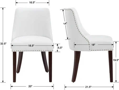 Miniatura 2 de Juego de 2 sillas de comedor tapizadas de mediados de siglo con adornos de cabeza de clavo con cojín de piel sintética y patas de madera para sala
