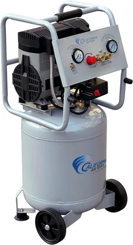 Miniatura 10 de California Air Tools 10020C Compresor de aire ultra silencioso, sin aceite y potente de 2.0 HP, tanque de acero de 10 galones con ruedas, nivel