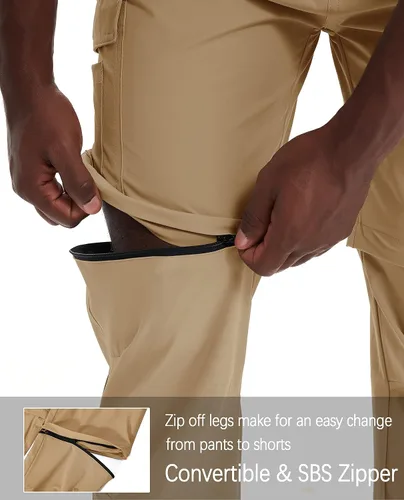 Miniatura 3 de Pantalones convertibles de senderismo para hombre, impermeables, ligeros, de secado rápido, con cremallera, pesca, viajes, safari, trabajo al aire