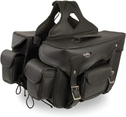 Miniatura 10 de Milwaukee Leather SH66901ZB - Alforjas medianas de PVC negro con 2 correas, colocación por encima, con ribetes reflectantes - Talla única