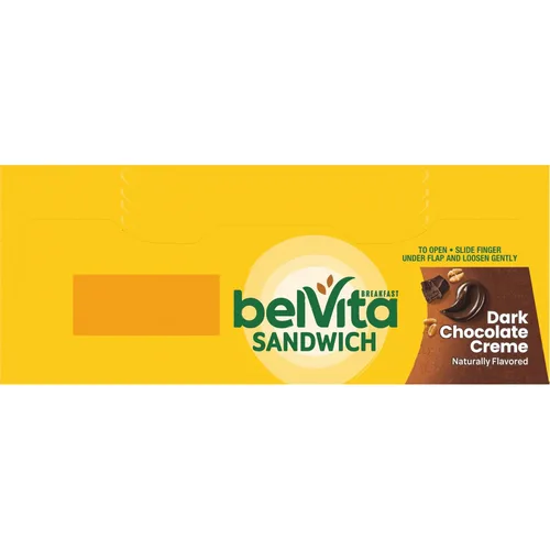 Miniatura 4 de belVita Sándwiches de galletas de barra de desayuno, crema de chocolate negro, 30 paquetes en total, 6 cajas (2 galletas por paquete)