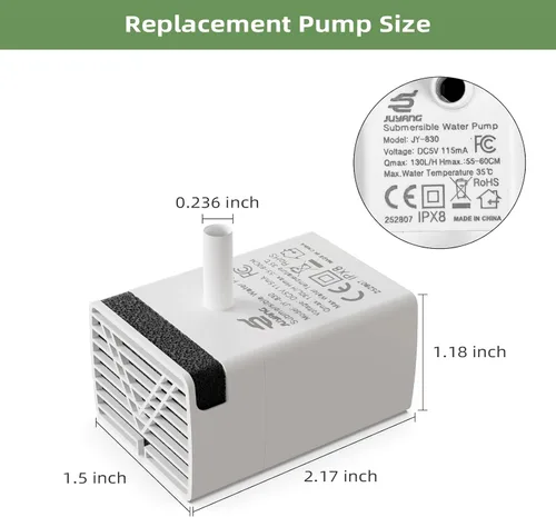 Miniatura 2 de JY-830 Bomba de agua sumergible universal para fuentes de mascotas Ultra silenciosa IPX8 impermeable Fácil de limpiar e instalar Baja