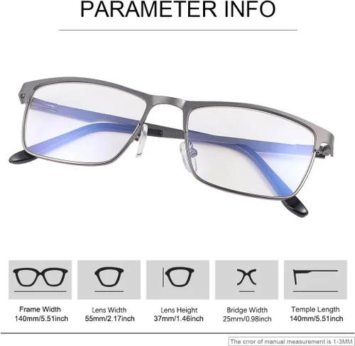Miniatura 6 de YIMI Mens Blue Light Glasses Men Computer Gaming BlueLight Blocking Glasses Metal Anti Eyestrain Clear Lens Eye Protection