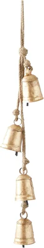 Miniatura 7 de Deco 79 Racimo de Campanas Decorativas de Metal para Interiores y Exteriores Campana de Meditación con Cuerda Colgante de Yute, Campana de Vaca 4" x