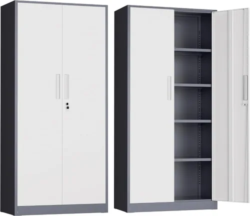 Miniatura 14 de Armario de almacenamiento de metal de 72 pulgadas, archivadores con cerradura con 2 puertas y 4 estantes ajustables, gabinetes de herramientas