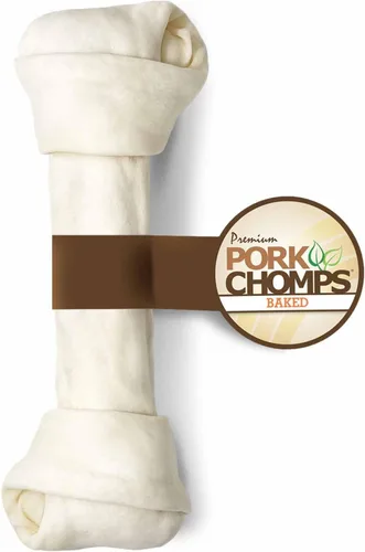 Miniatura 16 de Pork Chomps Masticable para perros de piel de cerdo al horno, nudo de 11 pulgadas, 1 unidad