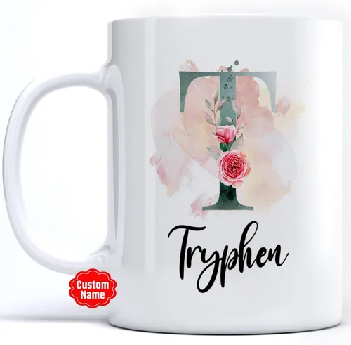Miniatura 17 de PREZZY Taza personalizada con letra N con inicial, monograma personalizado, taza de café floral, regalos para mujeres, hombres, familiares, amigos