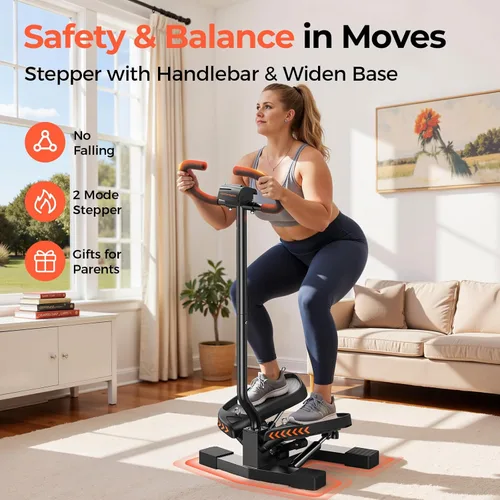 Miniatura 2 de SPORTSROYALS Escalera de escalera, giro/mini escalón para ejercicio en casa, máquina de pasos con bandas de resistencia para entrenamiento de cuerpo